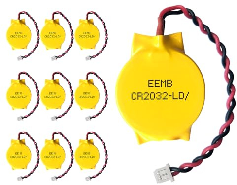 EEMB 10 Stück CR2032 CMOS Batterie 3V mit Draht und MOLEX Stecker Motherboard