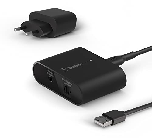 Belkin SoundForm Connect AirPlay 2 (Audio-Adapter für drahtloses Streaming mit optischen und 3,5-mm-Lautsprecher-Eingängen für iPhone, iPad, und andere AirPlay-fähige Geräte)