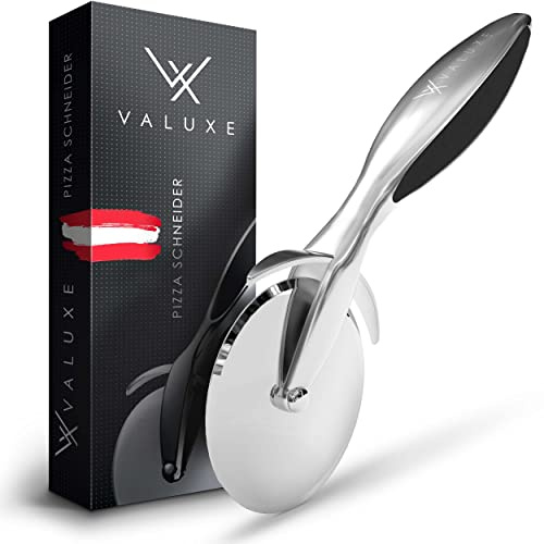 VALUXE® [Das Original] Pizzaschneider aus Edelstahl - Pizzaroller scharf & spülmaschinenfest - Professioneller Pizza-Cutter Roller mit rutschfestem Griff, Pizzamesser Rad