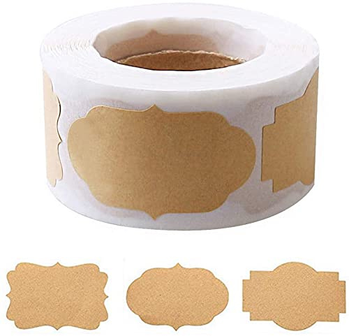 300 Stücke Kraft Etiketten Aufkleber, Selbstklebend Aufkleber Beschriften Geschenksticker Aufkleber Marmeladen Etiketten Geschenk Dekor Sticker für Flasche Handwerk Geschenkverpackung