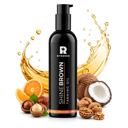 BYROKKO Shine Brown Bräunungsbeschleuniger-Öl (150 ml), Bräunungsöl für Solarium & Sonne, Solarium Bräunungsbeschleuniger mit Kokos, Walnuss & Haselnussöl, Schneller Bronzer für langanhaltende Bräune