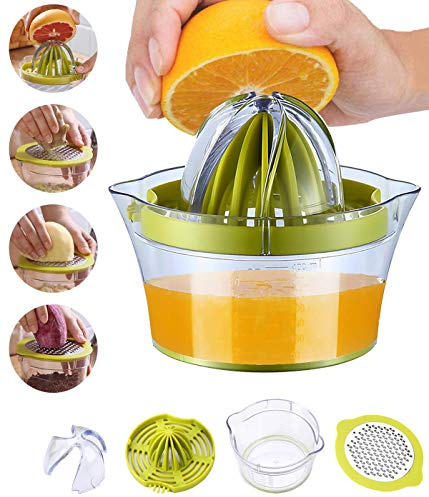 Snowpea Manuelle Saftpresse Zitronenpresse Spülmaschinenfest, Multifunktionale Orangen-, Zitrus-, Limettenpresse, Handfruchtpresse mit Messbehälter, 400 ml
