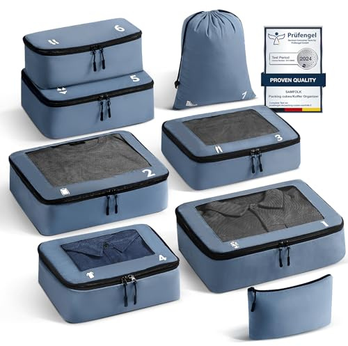Koffer Organizer Packing Cubes 8 Teilige, Packwürfel Travel Reise Organizer Set FüR HandgepäCk Koffer Und Rucksack