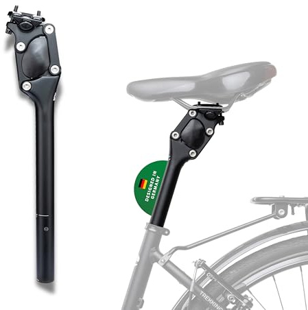 CONTEC Fahrrad-Federsattelstütze SP-060 Slim, Parallelogramm, 350 mm Länge, Ø 30,9 mm, 27 mm Federweg, Aluminium, für 70-85 KG Fahrergewicht, Schwarz