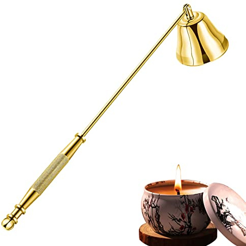 Esteopt Kerzenlöscher aus Edelstahl, Schwarz, mit langem Griff und Geschenkbox, geeignet für Geschenke bei Feierlichkeiten (Golden)