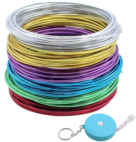 DXLing Basteldraht Set 6 Farben 2mm Durchmesser Schmuckdraht 5m | je Farbe Dekodraht Metalldraht zum Basteln 6 Rollen Biegedraht mit Maßband für Weihnachtsdekoration Haus Dekoration