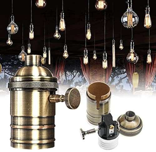 Vintage E27 Lampenfassung, Retro Lampenfassung E26/E27 Antik Lampenfassung mit EIN-/Ausschalter für Deckenleuchte LED Lampe Glühbirne Retro-Dekoration