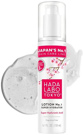 Hada Labo Tokyo White No.1 Super Hydrator Lotion 150 ml, feuchtigkeitsspendende Gesichtslotion mit Hyaluronsäure und Glycerin, leichte Gel-Textur, parfümfrei