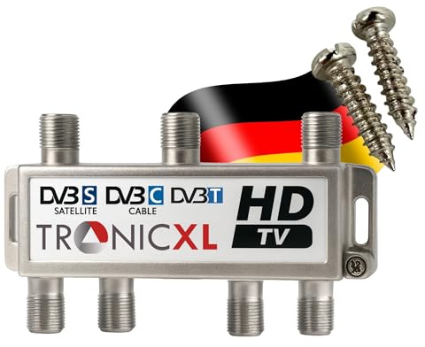 TronicXL Digitaler 6-Fach DVBT DVBT2 DVBC Antennen Kabel Fernsehen TV Verteiler Splitter HDTV 6fach Fernseher Full HD Switch 6er sechser sechsfach Weiche Umschalter F-Stecker Stammleitungsverteiler