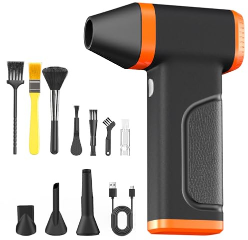 WOWDSGN Elektrischer Staubgebläse, Air Duster, 130.000 U/min, 4-Gang | Wiederaufladbar, 2 x 2000 mAh, 240 Min. Laufzeit, 288 g, für Computer, Tastatur, Outdoor, Haus, Schwarz