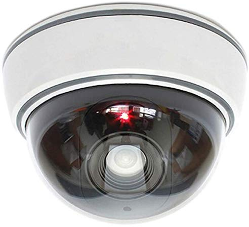 O&W Security Dummy Kamera Attrappe mit Objektiv Videoüberwachung Warensicherung Überwachungskamera Fake Camera mit rotem LED Licht täuschend echt für Innen- und Außenbereich