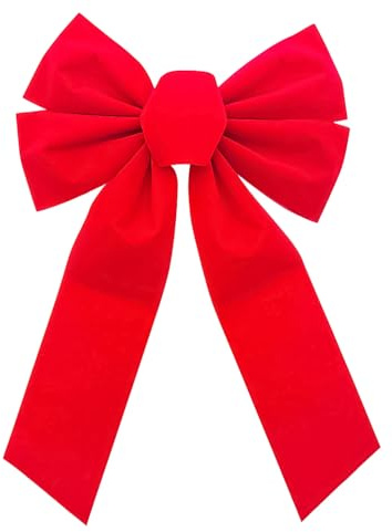 Geschenkschleife groß, rote Schleife, große Schleife Geschenk für Deko | Voluminöser XL-Aufsatz (48x23 cm) aus Polyester, perfekt zu Weihnachten, Hochzeit & Party, robuster Türschmuck