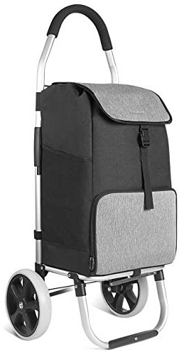 Inateck Einkaufstrolley mit großer Ladekapazität und Wärmedämmungstasche, leichte Einkaufstasche mit Rollen, Max. Belastbarkeit 45 kg, 41L, Schwarz
