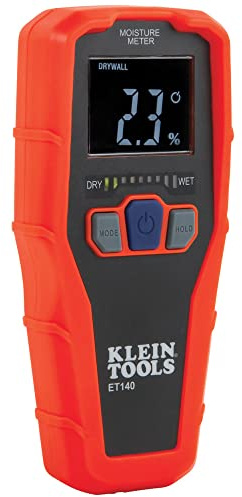 Klein Tools ET140 | Feuchtigkeitsmessgerät | Pinloser Detektor für Holz und Baustoffe | LED-Anzeige & akustischer Alarm | Erkennung bis 19 mm Tiefe | Für Wand-, Boden- & Heimwerkerarbeiten