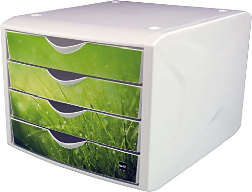 helit H6129650 - Schubladenbox „the chameleon“, 4 Schubladen, für Format DIN A4, springtime, 1 Stück