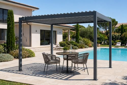 CAZEBOO Bioklimatische Pergola Piana 3x2m 6m² Anthrazitgrau Aluminium Freistehend - Pergola Garten mit Verstellbaren Lamellen 110° - Wetterfeste Terrassenüberdachung Stabil Windresistent