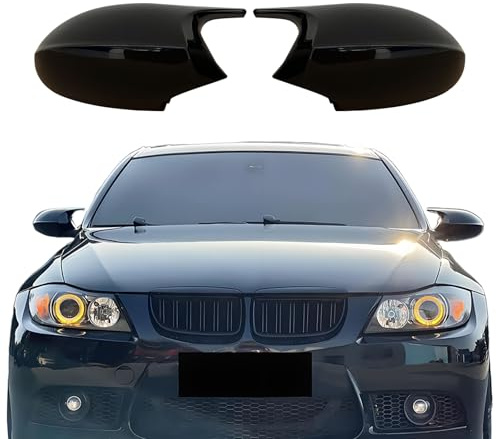 Hengjiayao 1 Paar Spiegelkappen für BMW E81 E82 E87 E88 E90 E91 E92 E93 PRE | Abdeckung Seitenspiegelgehäuse Rückspiegel Links und Recht Glanz Schwarz E90 E91 2005-2008 E92 E93 2006-2009