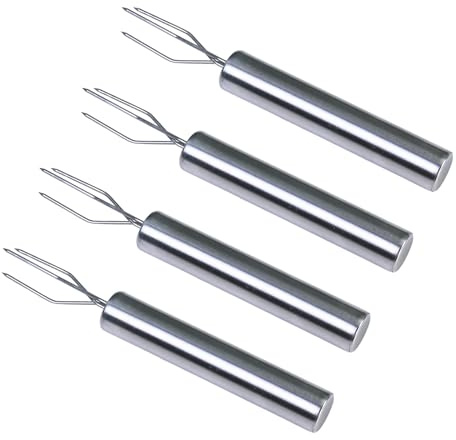 4 Stück Pellkartoffelgabel, Kartoffelgabel aus Edelstahl, Pellkartoffelhalter mit Schutzhülle, Fleischgabel für Rouladenspieße, Meeresfrüchte und Gemüse