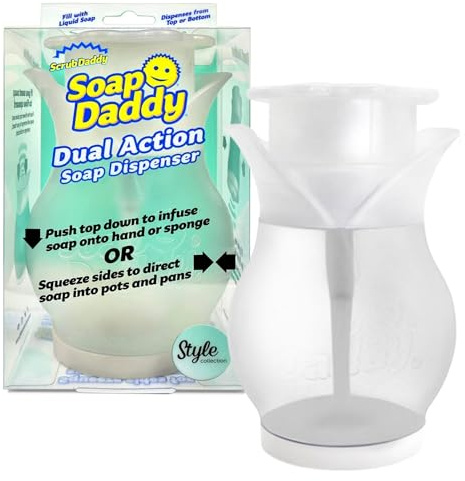 Scrub Daddy Soap Daddy Seifenspender Küche und Bad | nachfÃ¼llbarer SpÃ¼lmittelspender fÃ¼r Arbeitsplatte, zwei Modi SpÃ¼li Spender, rutschfeste Seiten