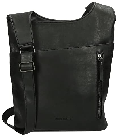 Christian Wippermann Luxus Damen Umhängetasche - Kunstleder in Leder Optik, Wasserdicht, Mittelgroß 27x27x10 cm - Verstellbarer Riemen bis 145 cm - Mehrere Reißverschlussfächer, Schwarz01