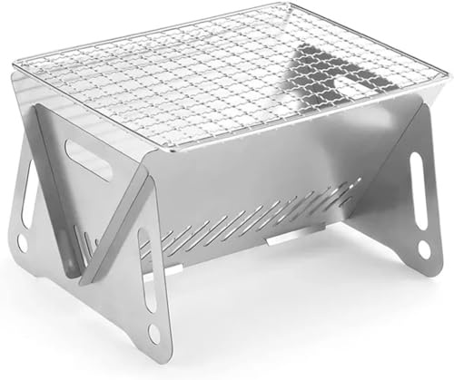 Mini Grill, Camping Grill Klappgrill, Holzkohlegrill Picknickgrill Edelstahl Portable Campinggrill Abnehmbare BBQ Grills für Outdoor Garten Party Picknick für 1-2 Personen（28 * 18 * 13cm)