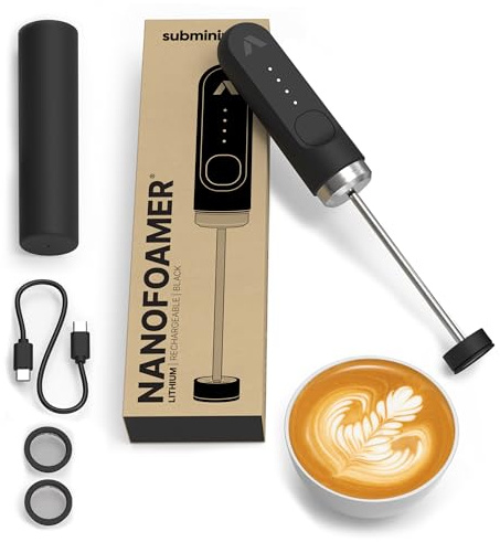 Subminimal NanoFoamer Lithium Hand Milchschäumer | Mikro geschäumte Milch für Premium Barista-Style Kaffeegetränke | Wiederaufladbarer Milchaufschäumer Cappuccino, Latte, Heiße Schokoladen und mehr