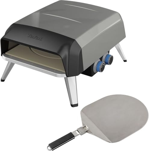 Tefal Pizza Pronto, Pizzaofen für den Außenbereich, Gasbetrieb, 360° drehbarer Stein für gleichmäßiges Garen, kostenlose Anwendung, JM412010
