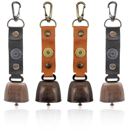 SRJQXH 4 Stück Kleine Kuhglocke, Integrierte Hängeschnalle, Metall Glocken, Verhindern Sich Verlaufen, Glöckchen zum Basteln Kann für Outdoor, Dekoration