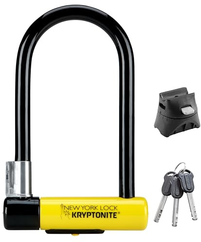 Kryptonite New York Standard Bügelschloss mit FlexFrame-Halterung, aus gehärtetem Stahl mit Vinylbeschichtung, Sicherheitslevel 9/10, für Fahrräder, E-Bikes & Motorräder, 2,02 kg, 10,2 x 20,3 cm