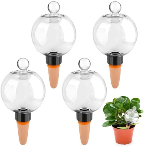Bukbas BewäSserungskugeln, 4 Stück 500ml Automatische Bewässerungskugel für Pflanzen, Transparente Pflanzenbewässerung Indoor Für Pflanzen BewäSserung Von Zimmer Balkon und Gartenpflanzen