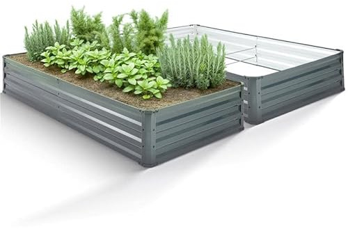 Arebos Hochbeet Metall 2er Set 180x90x30 cm | verzinkter Stahl | rostfrei | Gartenbeet | Pflanzbeet wetterfest | rechteckiges Gemüsebeet | für Garten & Terrasse | Bausatz ohne Boden