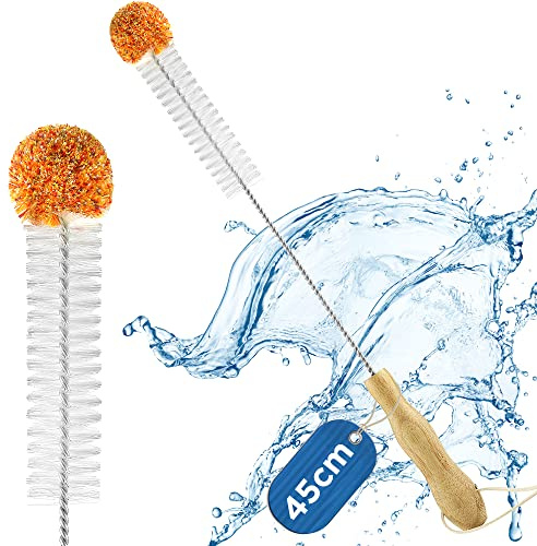 ecooe Flaschenbürste Lang 45cm Kratzfreie Flaschenreiniger mit weicher Plüschbommel Glasbürste/Verlängert Reinigungsbürste für SodaStream Flaschen Vasen Karaffen Trinkflasche etc