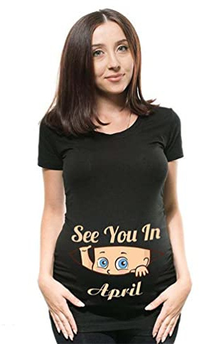 SUIUOI Damen Umstands-T-Shirt, lustiges Shirt für Schwangerschaft, kurzärmelig, Rundhalsausschnitt, niedliches Top mit Druckmuster, Mama-Kleidung