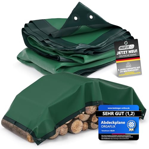 ORGAFLIX Premium Abdeckplane 1,5x6m wasserdicht & UV-beständig mit 5j. Garantie, Extrem reißfeste Plane mit 3-Fach verstärkten Ösen, Tarp, Gewebeplane vielseitig einsetzbar, Holz, Schutz, Camping