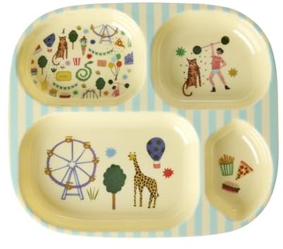 Rice Melamin Kinderteller mit 4er Einteilung - mint - Fun Fair Print