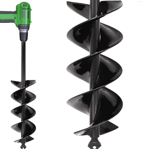 Garden Hole Digger Auger SYITCUN Gartenbohrer Erdbohrer für Bohrmaschine,Pflanzbohrer für Akkuschrauber,Grabungswerkzeug zum Pflanzen,Schwerlast Blume Pflanzgefäße Schnecke zum Löcher Graben 8X42cm
