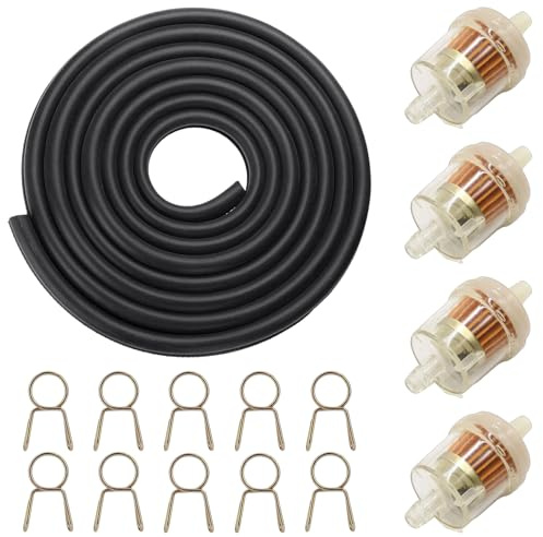 Benzinfilter, Kraftstofffilter, Benzinfilter Moped, Benzinschlauch Rasenmäher, 3m Benzinschlauch Kit Mit 4 Filtern Und 10 Schlauchschellen, Für Motorrad, Roller, Rasenmäher Und Auto