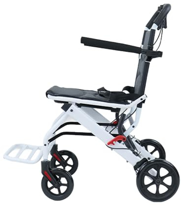 Rollstuhl Faltbar Leicht (nur 8,2kg), Tragbarer Reiserollstuhl, mit Sicherheitsgurt und Handbremsen, Belastbarkeit 91 kg, ideal für leichtere bzw. kleinere Benutzer, 40 x 40 cm Sitz