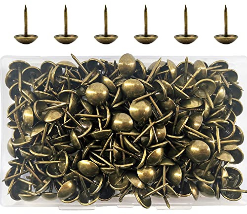 Ruidee 200 Stück Metall Rundkopfnägel Thumbtacks Polsternägel Kopfnägel Möbel Nägel Vintage für Sessel, Möbel, Bett, Dekornagel (Bronze)