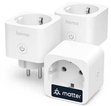 Hama WLAN Steckdose, 3er Pack, mit Matter Smart Home, 3680W | Smarte Steckdose mit App-Steuerung und Sprachsteuerung, intelligente Zeitschaltuhr für Alexa, Google Home und Apple Home