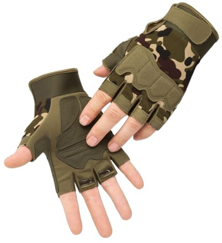 Ccomage Fahrradhandschuhe für Kinder Jungen Mädchen 8-16 Jahre Tarnung Halbfinger Handschuhe Fingerlose Fahrradhandschuhe Kletterhandschuhe für Klettergerüst Fahrrad Skater Roller Outdoor-Sportarten