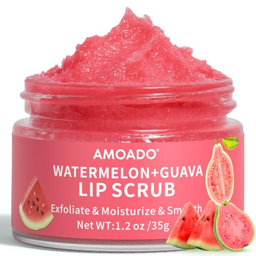 Lippenpeeling für dunkle Lippen – Peeling mit Wassermelone und Guave für geschmeidige und weiche Lippen, Peeling und Feuchtigkeitspflege für trockene, rissige Lippen, natürliche Lippenpflege, 35 g