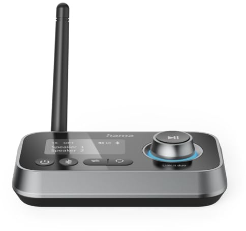 Hama Bluetooth Adapter für TV, Stereoanlage, Beamer (Bluetooth Sender Empfänger verbinden mit Kopfhörer, Lautsprecher, Handy, Tablet, Audi Adapter mit Kabel Aux 3,5 mm Klinke und Optical)