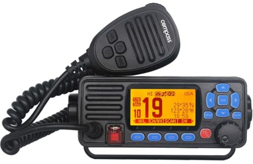 Compass CX-800 Seefunkgerät mit DSC, GPS, ATIS I IPX7 Wasserdicht I Dual Receiver & GNSS-Modul I Inklusive Binnenfunk mit großem Display
