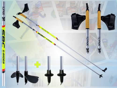 Sportlynx X-Rider Carbon Rollskistock Skike Lalglauf Stöcke mit Nordic Cross Skating Spitzen (Skike Spitze)