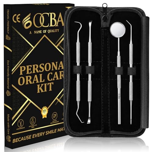 OCBA Zahnarzt Instrumente Zahnpflege Set 4Pcs Dental Kit Edelstahl Zähne Kit Professionelle Zahnsonde Zahnhygiene Tools Mundspiegel Zahnstein Schaber
