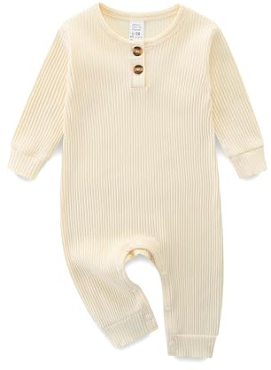 KIDDLETOWN Baby Strampler, Baby Schlafanzug, Baumwolle Strampler Neugeborene, Langarm Schlafanzug Schlafstrampler Pyjama Kleidung Neugeborene Babykleidung für Mädchen und Jungen 0-3 Monate
