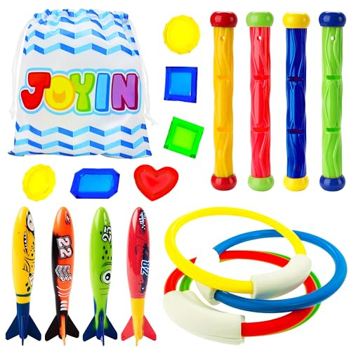 JOYIN 18 Stücke Tauchspielzeug Unterwasser Tauchen Diving Set, Tauchen Spielzeug für Kinder, Schwimmen Schwimmbad Sommerpool Schwimmspielzeug