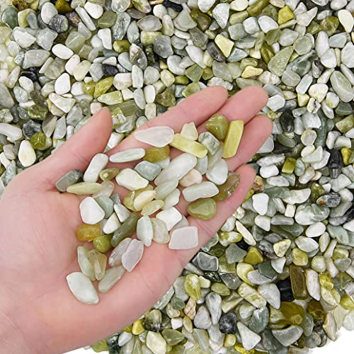 Hisredsun 1,8 kg 9-13mm Grün Polierte Dekosteine für Aquarium, Blumentopf | Dekosteine Klein,Polierte Ziersteine, Deko Steine für Landschaftsbau Vasen und Garten Dekoration