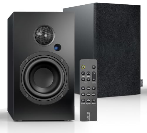 Nubert nuBoxx A-125 pro, PC-Lautsprecherpaar, Kompaktlautsprecher Schwarz | HiFi Regallautsprecher, Bluetooth aptX HD, USB-C, 2-Wege-System, Bassreflex, Aktivlautsprecher, Homeoffice, Fernbedienung
